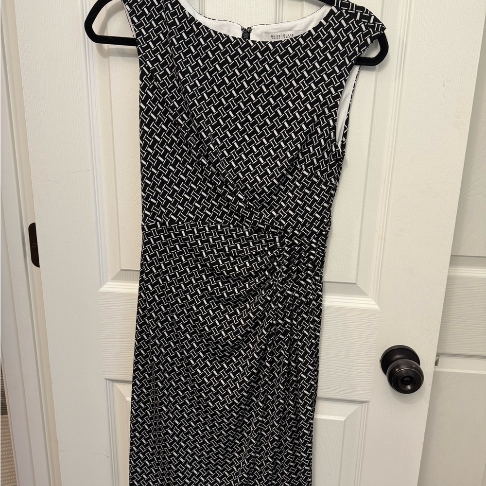 White House Black Market Geometric Black and White Midi Dress